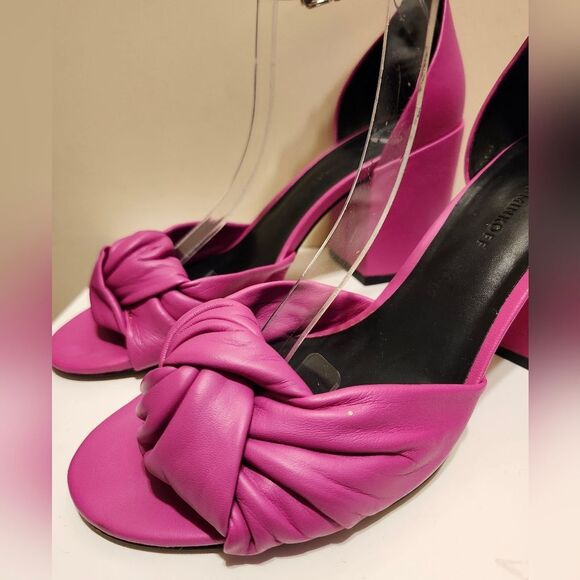 Rebecca Minkoff "Capriana" Fuchsia Leather Chunk Heel Sandals Sz.8.5 Ret.$175 - Picture 4 of 10